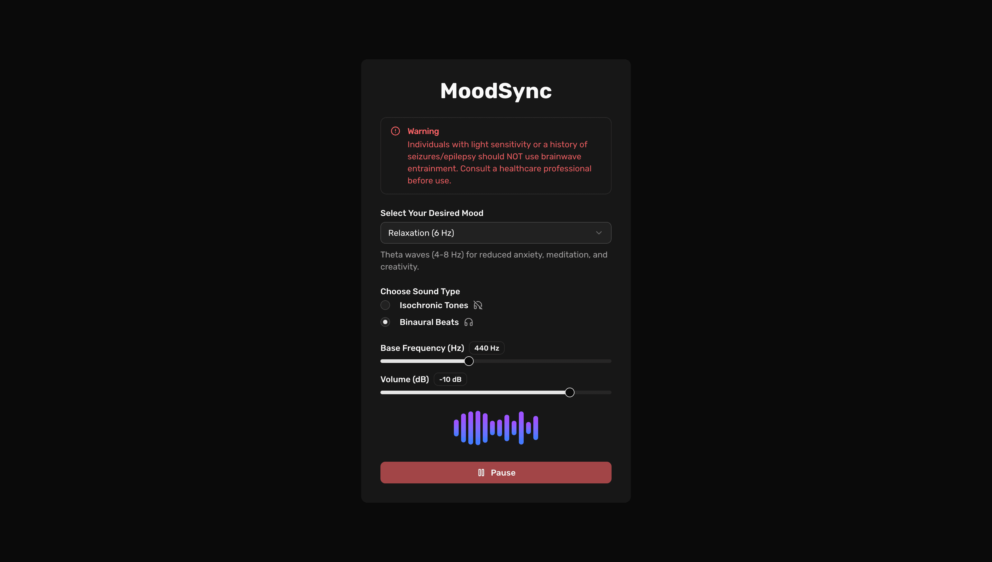 MoodSync - A Mood-Adaptive Sound Frequency App